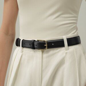 ✨ LILYSILK Black Leather Belt with Gold Buckle – Timeless Essential ✨